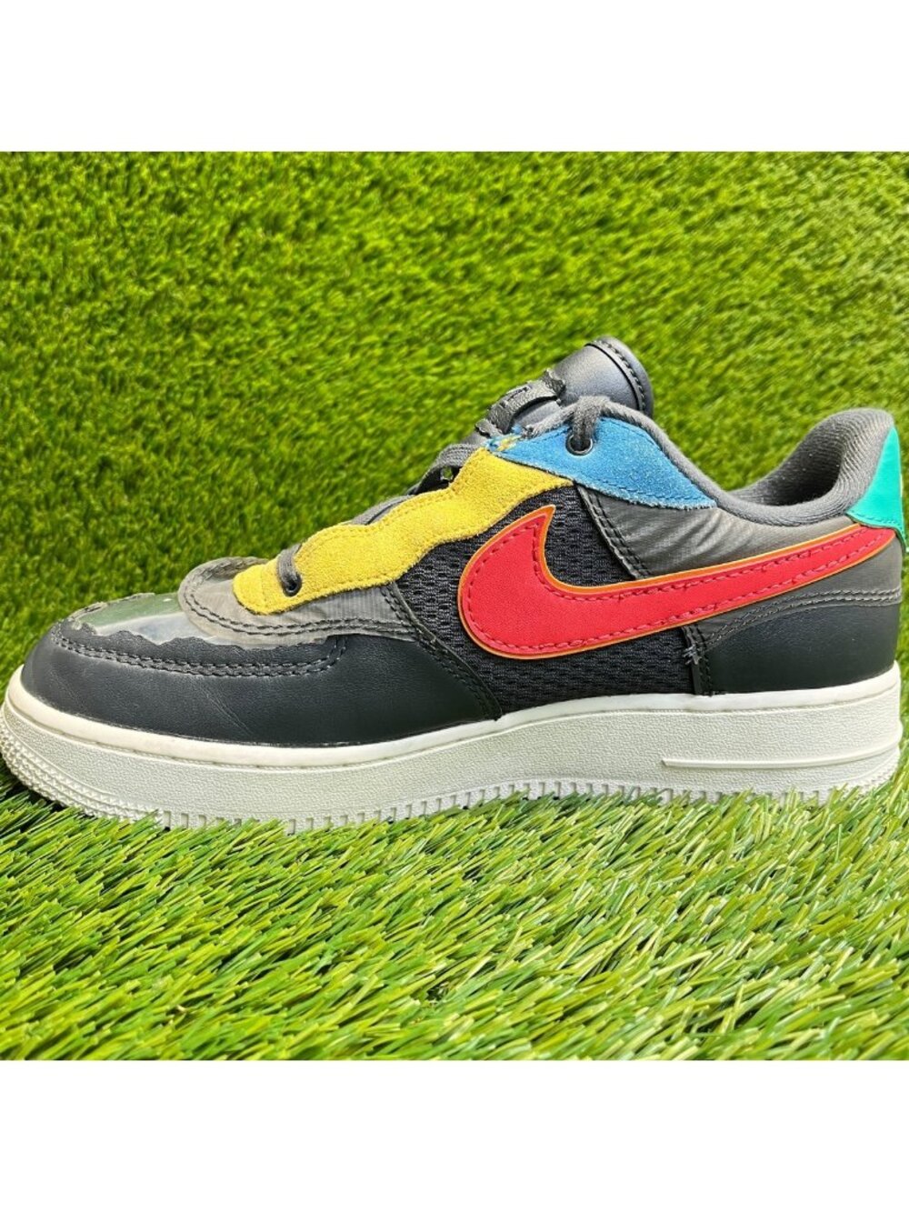 Nike‎ Air Force 1 Low Mens Size 8 Gray Yellow History Athletic Shoes Sneakers